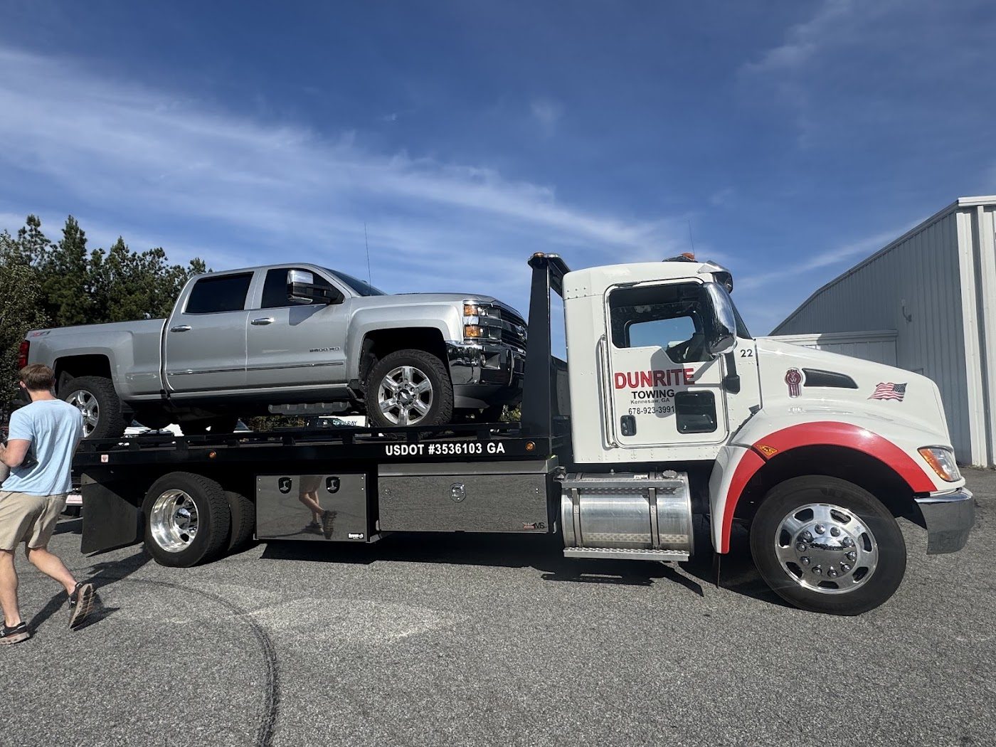 Loading a truck onto the flatbed